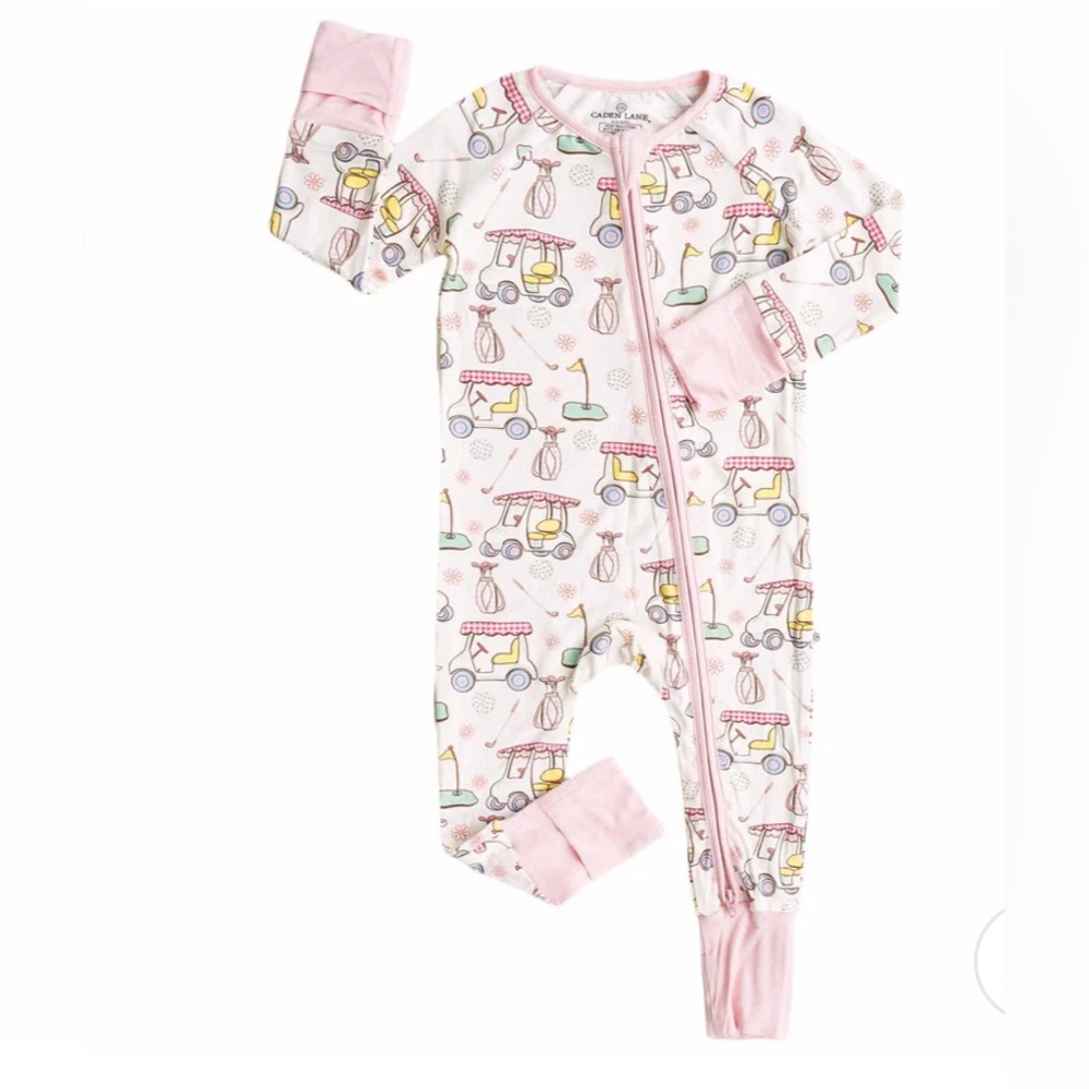 Caden Lane 6-12 month Country Club Cuties Convertible Zip Romper